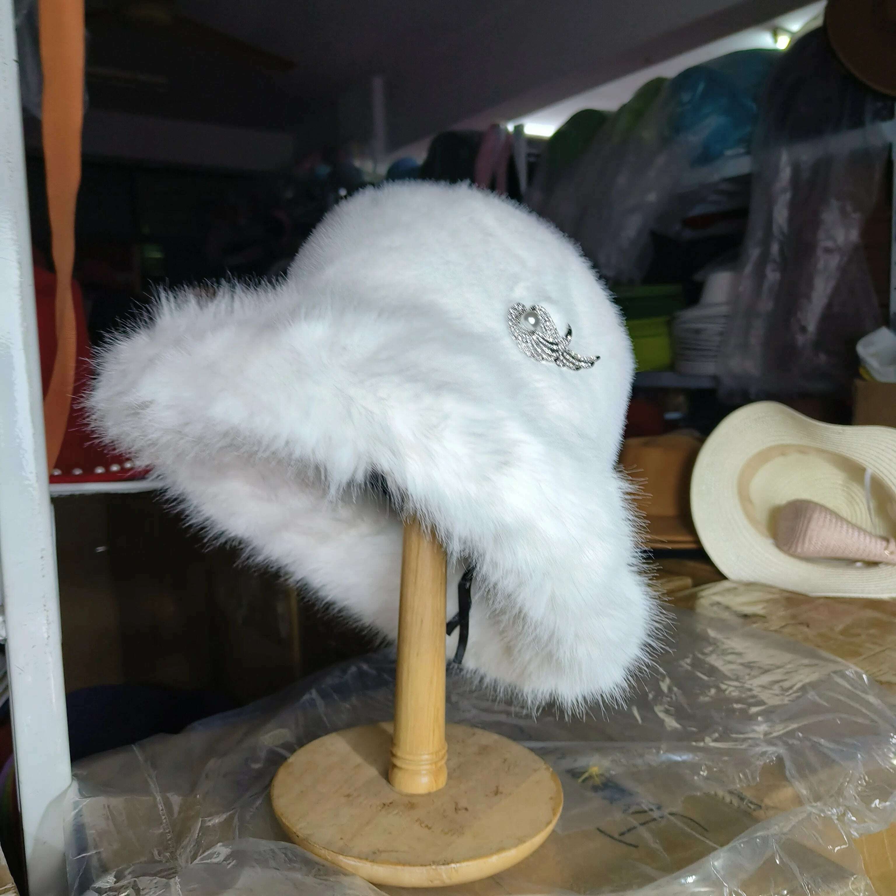 KIMLUD, Bucket Hat Warm and Imitation Fur Thickened with Autumn and Winter 버킷햇 Personality babes style Hats for women Bracer Plush, 35, KIMLUD Womens Clothes