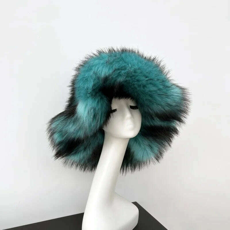 KIMLUD, Bucket Hat Warm and Imitation Fur Thickened with Autumn and Winter 버킷햇 Personality babes style Hats for women Bracer Plush, 36, KIMLUD Womens Clothes