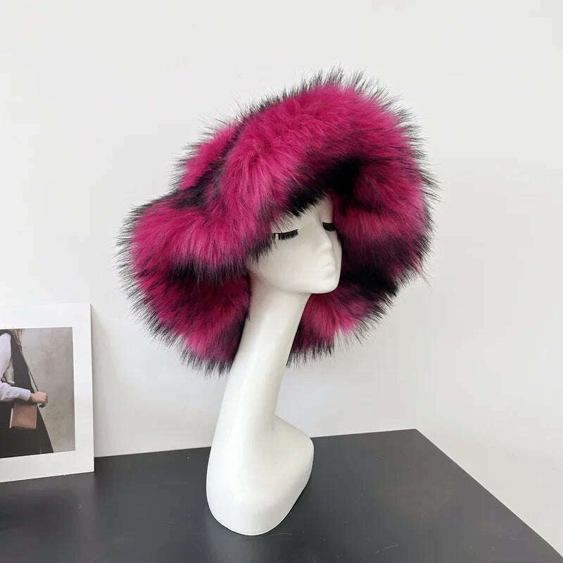 KIMLUD, Bucket Hat Warm and Imitation Fur Thickened with Autumn and Winter 버킷햇 Personality babes style Hats for women Bracer Plush, 37, KIMLUD Womens Clothes