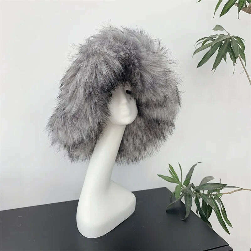 KIMLUD, Bucket Hat Warm and Imitation Fur Thickened with Autumn and Winter 버킷햇 Personality babes style Hats for women Bracer Plush, 38, KIMLUD Womens Clothes