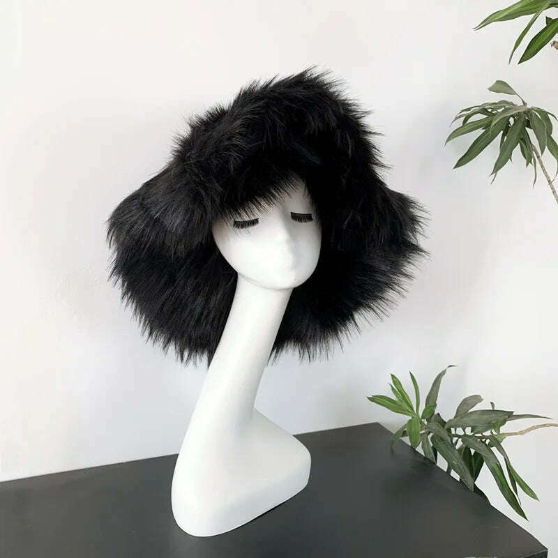 KIMLUD, Bucket Hat Warm and Imitation Fur Thickened with Autumn and Winter 버킷햇 Personality babes style Hats for women Bracer Plush, 39, KIMLUD Womens Clothes