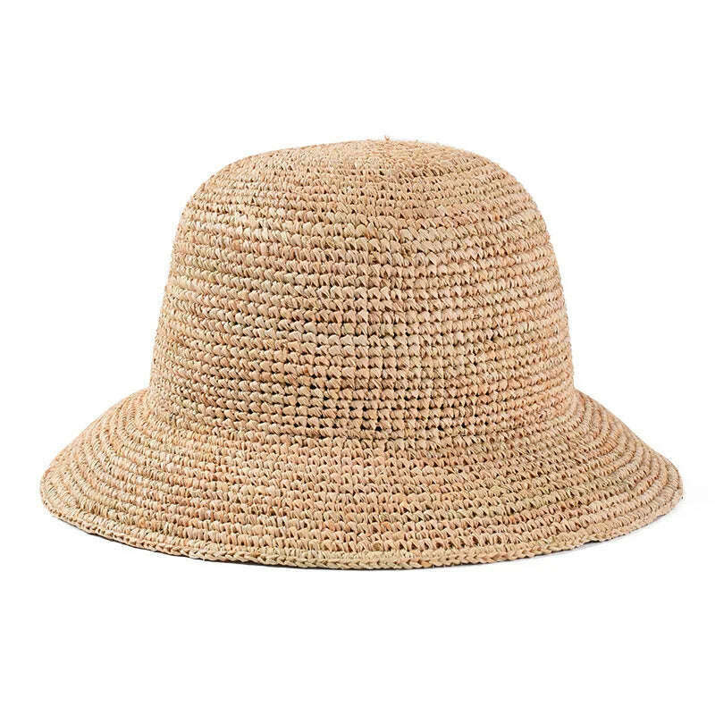 KIMLUD, Bucket Hats For Women Luxury Designer Brand Summer Straw Beach Hat Foldable Sun Hats Jacquemus Hat Wholesale, KIMLUD Womens Clothes