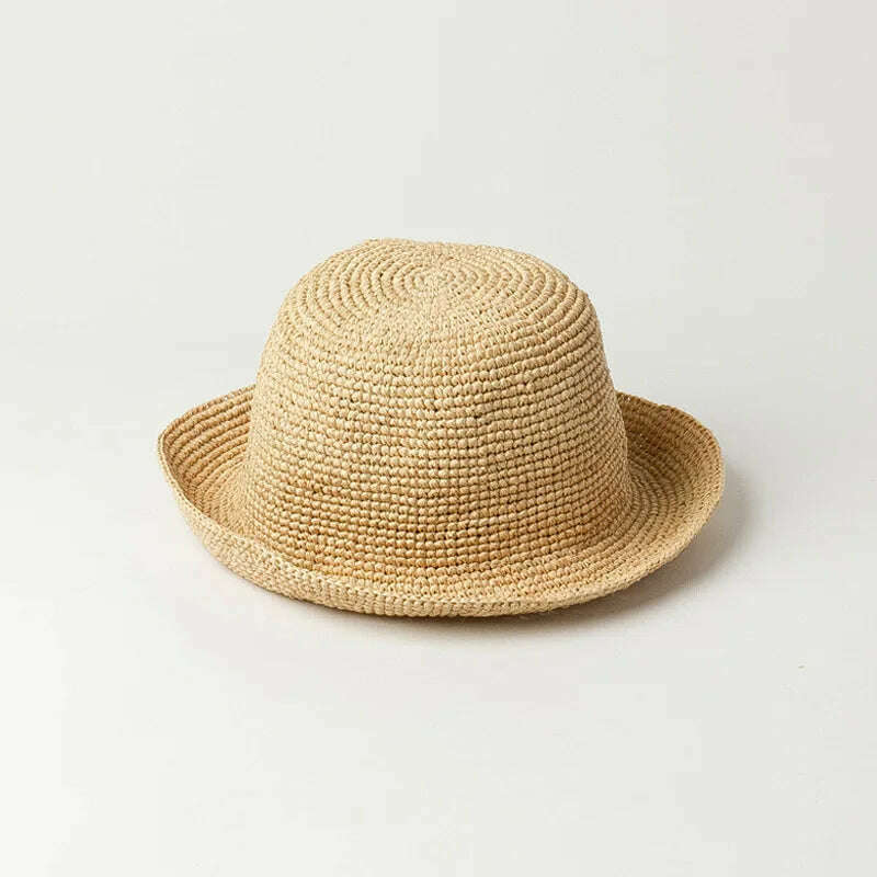 KIMLUD, Bucket Hats For Women Luxury Designer Brand Summer Straw Beach Hat Foldable Sun Hats Jacquemus Hat Wholesale, KIMLUD Womens Clothes
