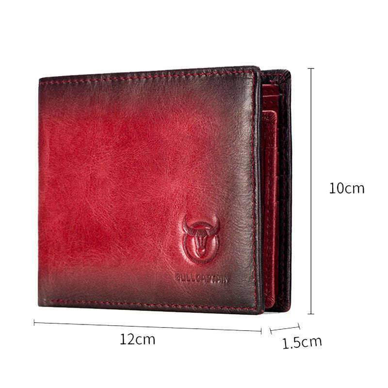 KIMLUD, BULLCAPTAIN RFID Men's Leather Anti-Theft Brush Wallet Double Ultra-Thin Short Wallet Multi-Card Position ID Bag, KIMLUD Womens Clothes