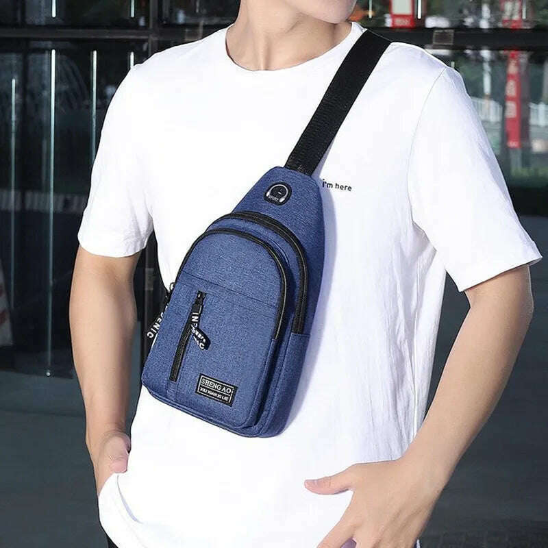 Business Men's Chest Bag Shoulder Messenger Bag Casual Canvas Travel Bag Waist Bag Multifunctional Waterproof Storage Bag - KIMLUD