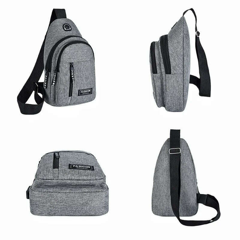 Business Men's Chest Bag Shoulder Messenger Bag Casual Canvas Travel Bag Waist Bag Multifunctional Waterproof Storage Bag - KIMLUD