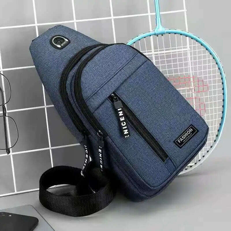 Business Men's Chest Bag Shoulder Messenger Bag Casual Canvas Travel Bag Waist Bag Multifunctional Waterproof Storage Bag - KIMLUD