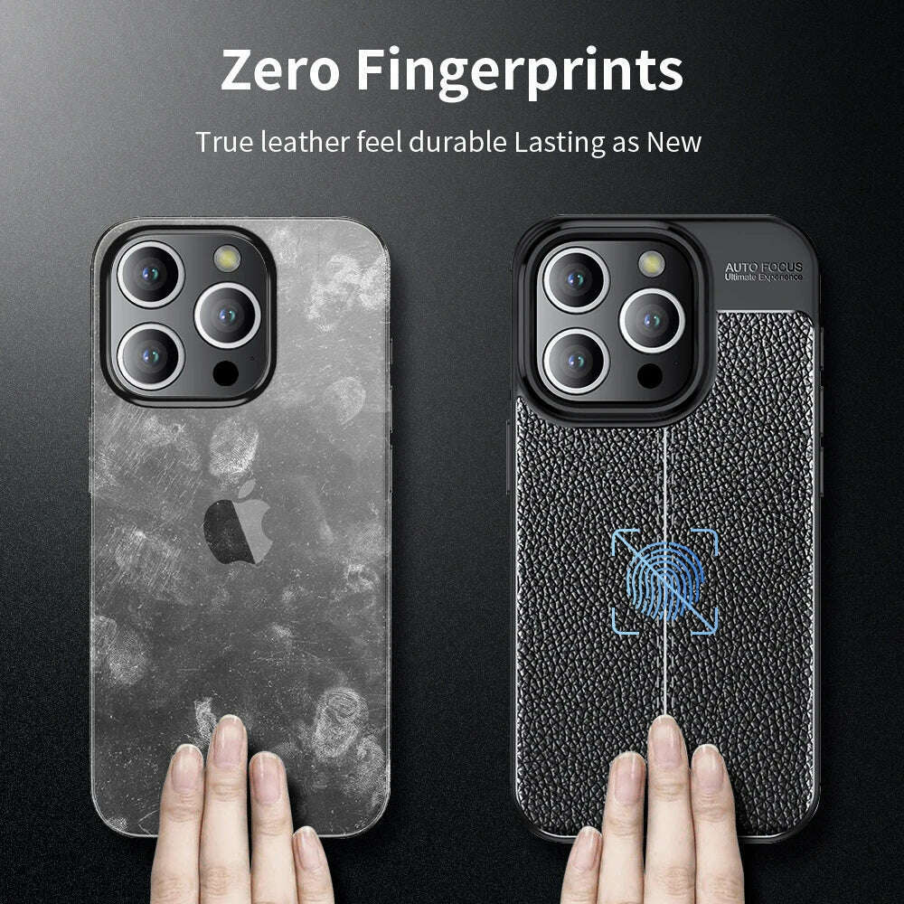 Business Style Litchi Pattern Silicone Shockproof Case For iPhone 15 14 13 12 11 Pro Xs Max XR 7 8 6 6s Plus SE 2020 Back Cover - KIMLUD