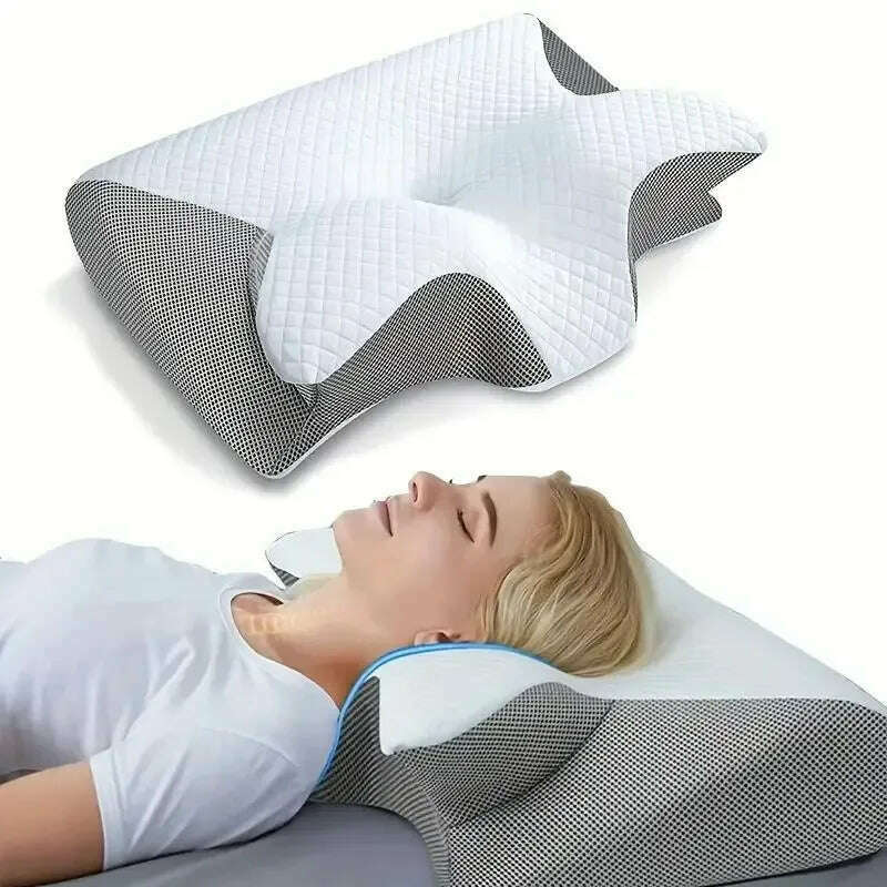 Butterfly Sleep Memory Neck Pillow Slow Rebound Comfortable Memory Foam Sleep Pillow Cervical Orthopedic Neck Massage Bed Pillow - KIMLUD