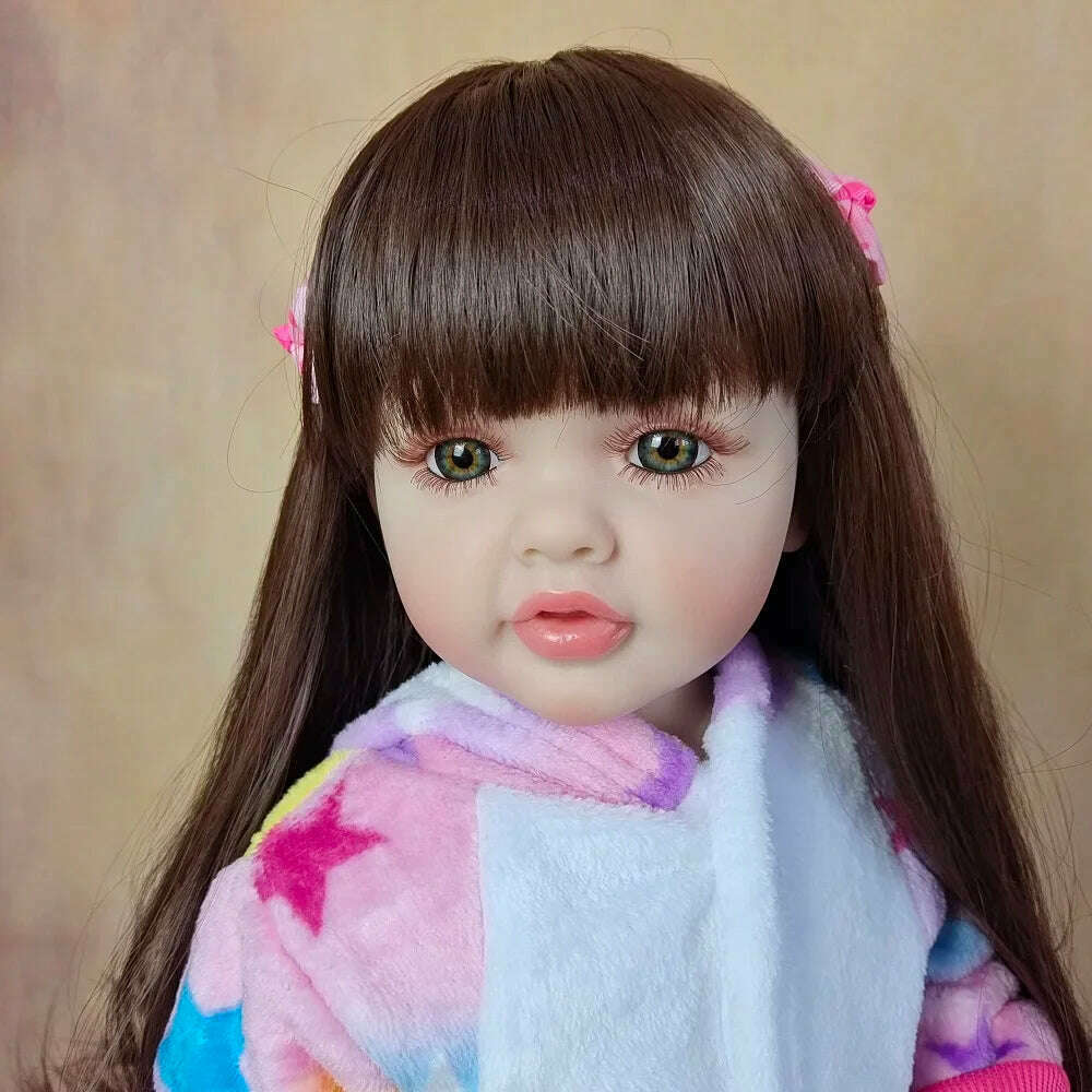 KIMLUD, BZDOLL Lifelike 55cm 22inch Reborn Baby Girl Doll With Full Soft Silicone Body Alive Newborn Princess Toddler Bebe Birthday Gift, KIMLUD Womens Clothes