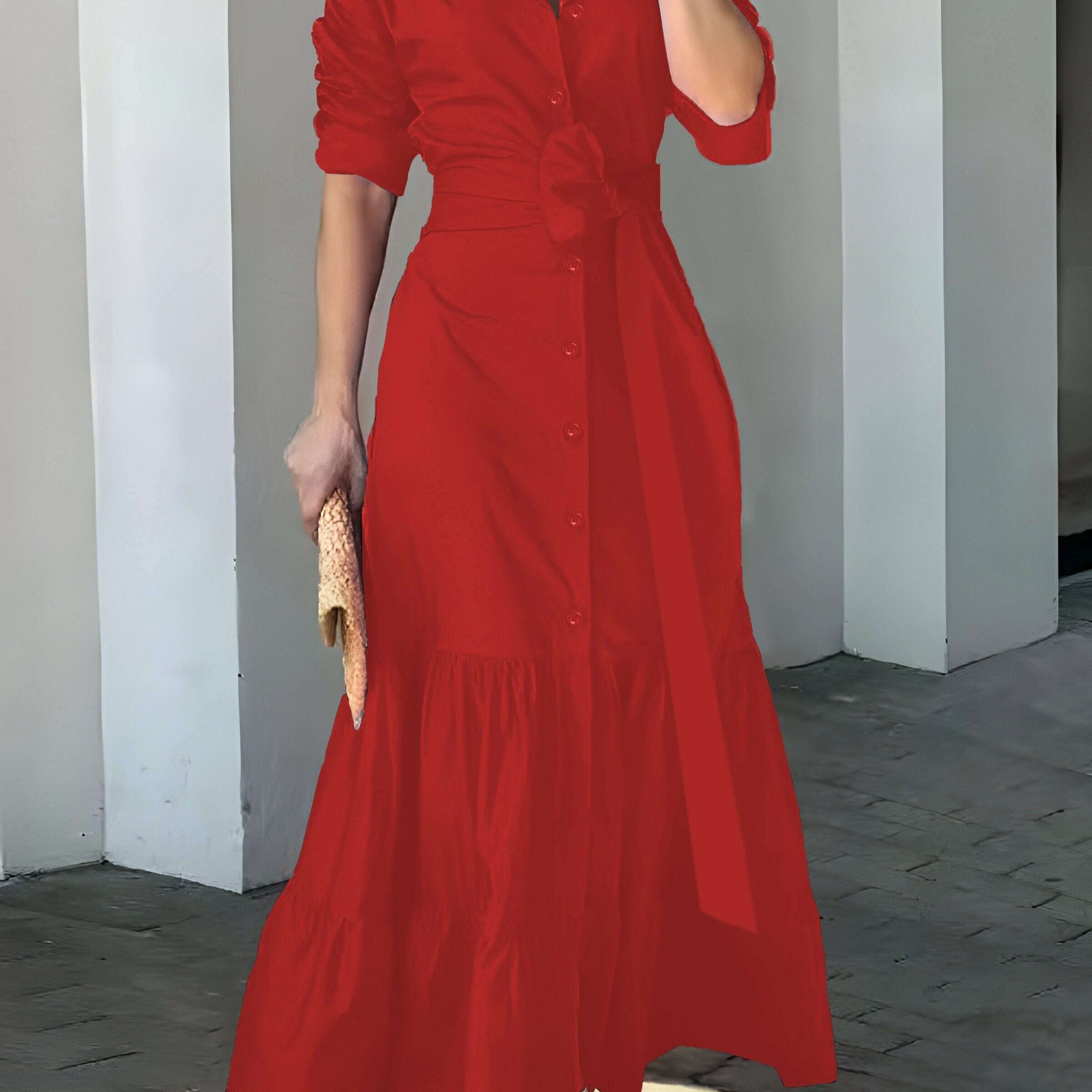 stunning-ruffled-maxi-dress---solid-button-front-belted-waist-elegant-ruched-sleeve-flowy-design-womens-clothing-for-special-occasionskimlud-womens-fashion-34625586