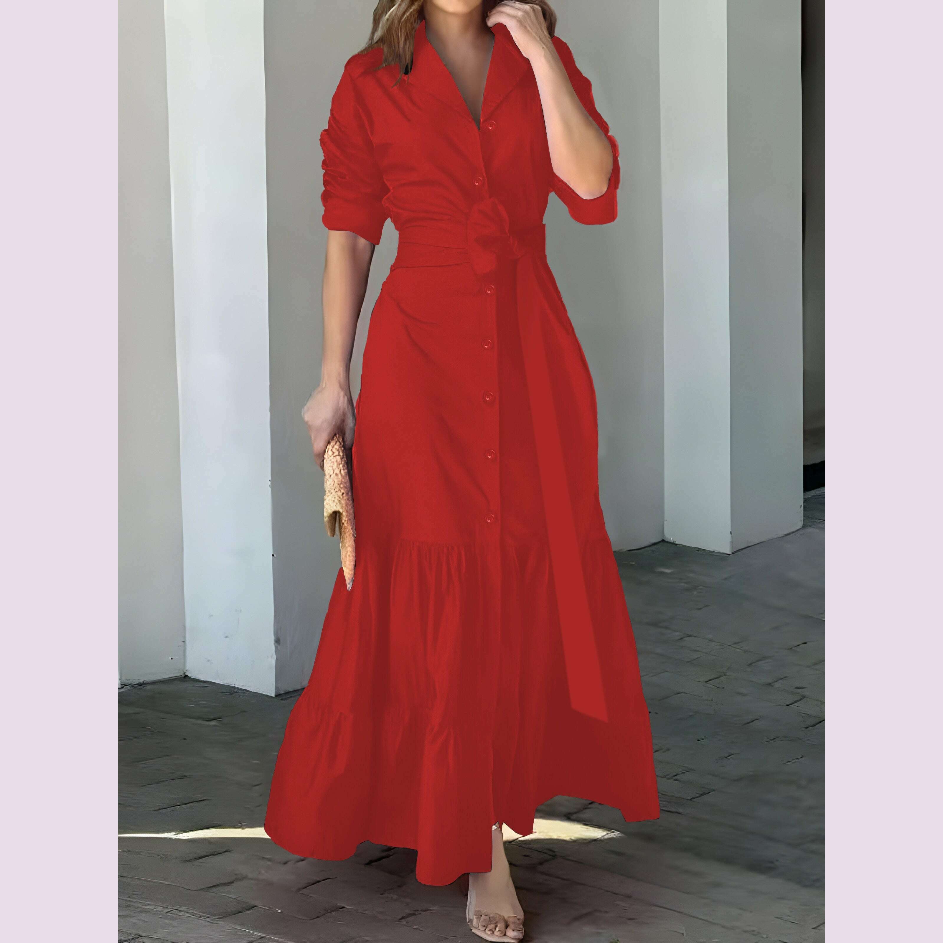 stunning-ruffled-maxi-dress---solid-button-front-belted-waist-elegant-ruched-sleeve-flowy-design-womens-clothing-for-special-occasionskimlud-womens-fashion-34625577