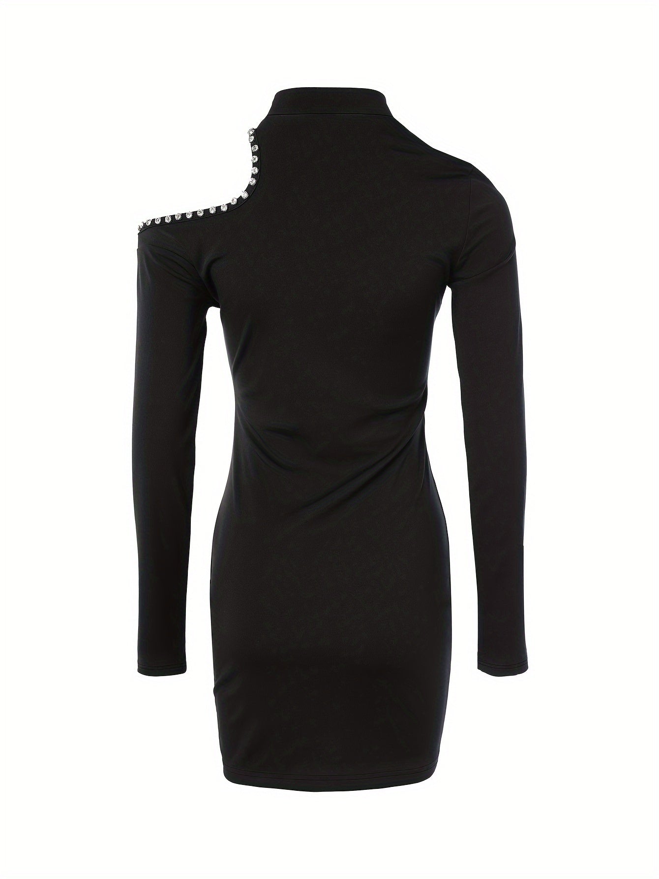Cold Shoulder Bodycon Dress, Elegant Long Sleeve Dress For Spring & Fall, Women's Clothing
