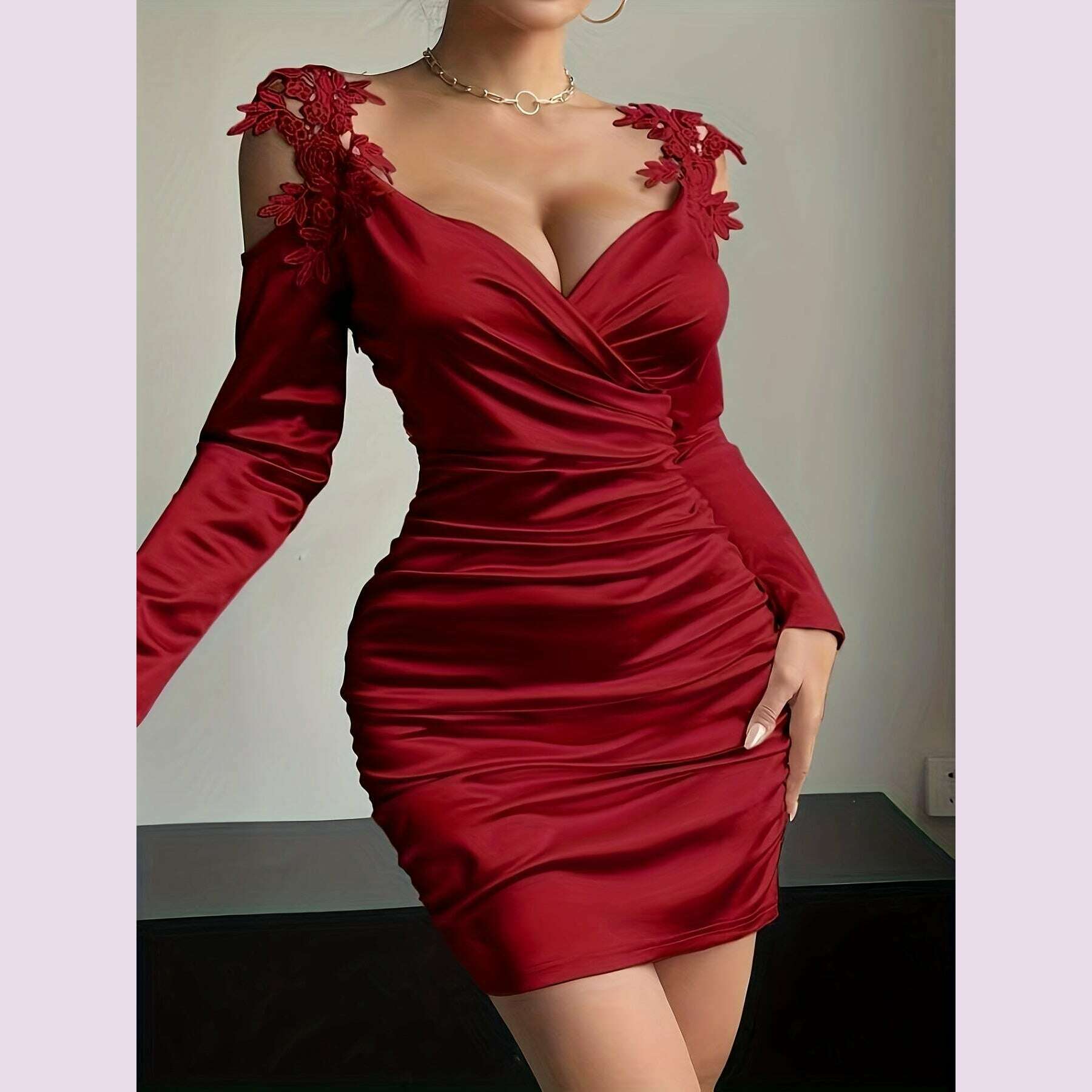 sensual-satin-bodycon-dress---elegant-dresses-for-women-with-cold-shoulder-ruched-detailing-and-guipure-lace---perfect-for-formal-events-and-partieskimlud-womens-fashion-34625944