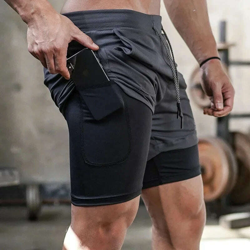 KIMLUD, Camo Running Shorts Men Gym Sports Shorts 2 In 1 Quick Dry Workout Training Gym Fitness Jogging Short Pants Summer Men Shorts, KIMLUD Womens Clothes