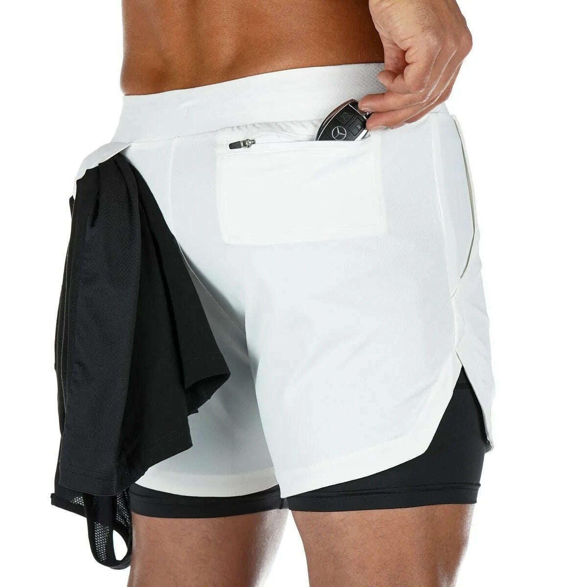 KIMLUD, Camo Running Shorts Men Gym Sports Shorts 2 In 1 Quick Dry Workout Training Gym Fitness Jogging Short Pants Summer Men Shorts, White / XXL, KIMLUD Womens Clothes