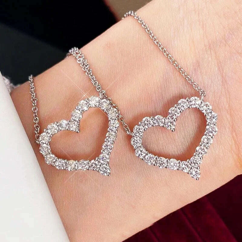 KIMLUD, CAOSHI Delicate Exquisite Heart Necklaces for Women Stylish Bridal Wedding Jewelry Charming Crystal Pendant Trendy Accessories, XL369, KIMLUD Womens Clothes