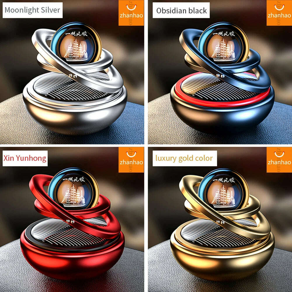 Car Air Freshener Solar Rotating Aromatreatment Decoration Car Interior Accessories Women Men Original Flavored Perfume Diffuser - KIMLUD