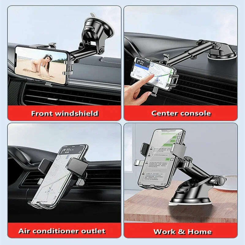 Car Sucker Phone Holder Mount Stand GPS Telefon Mobile Cell Support For iPhone 13 12 11 Pro Xiaomi Huawei Samsung - KIMLUD