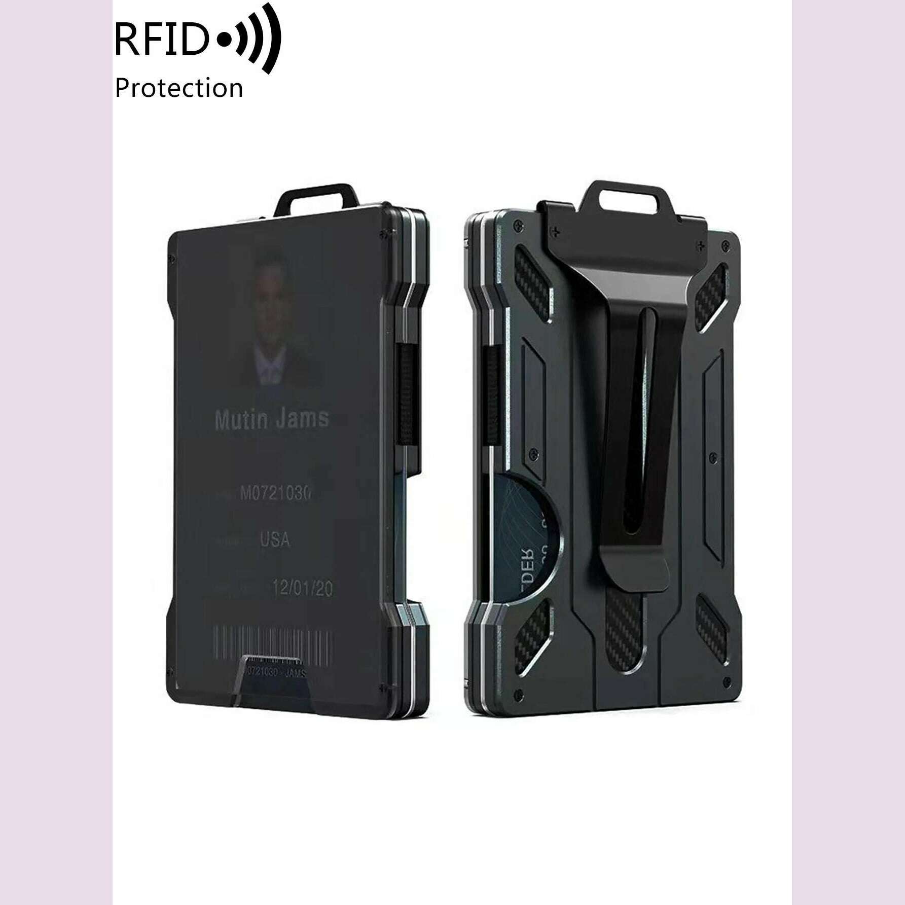 Carbon fiber card clip/badge clip/durable portable money clip/credit card clip with metal clip/suitable for outdoor office polic - KIMLUD