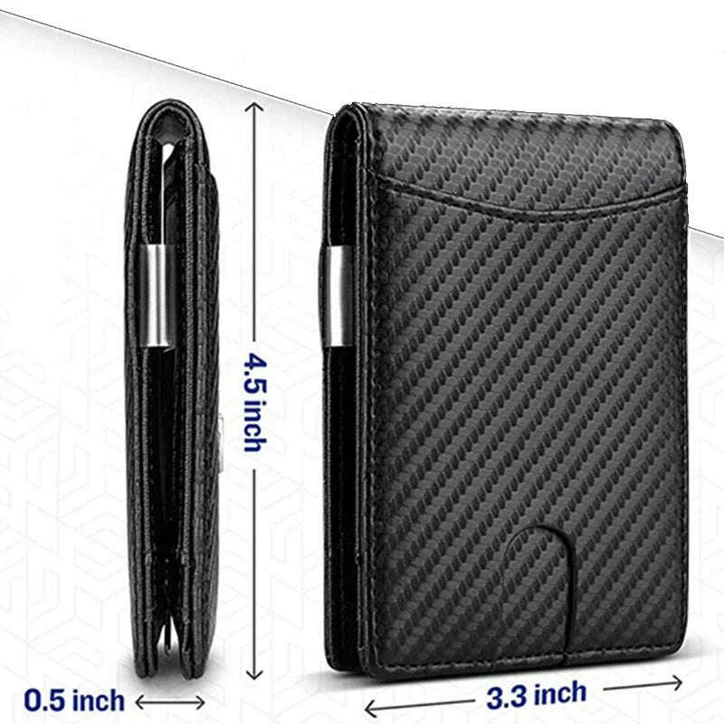KIMLUD, Carbon Fiber Card Holder Wallets Men Slim RFID Wallet Male Purse Minimalist Black Wallet with Coin Pocket Wallet for Men Choice, KIMLUD Womens Clothes