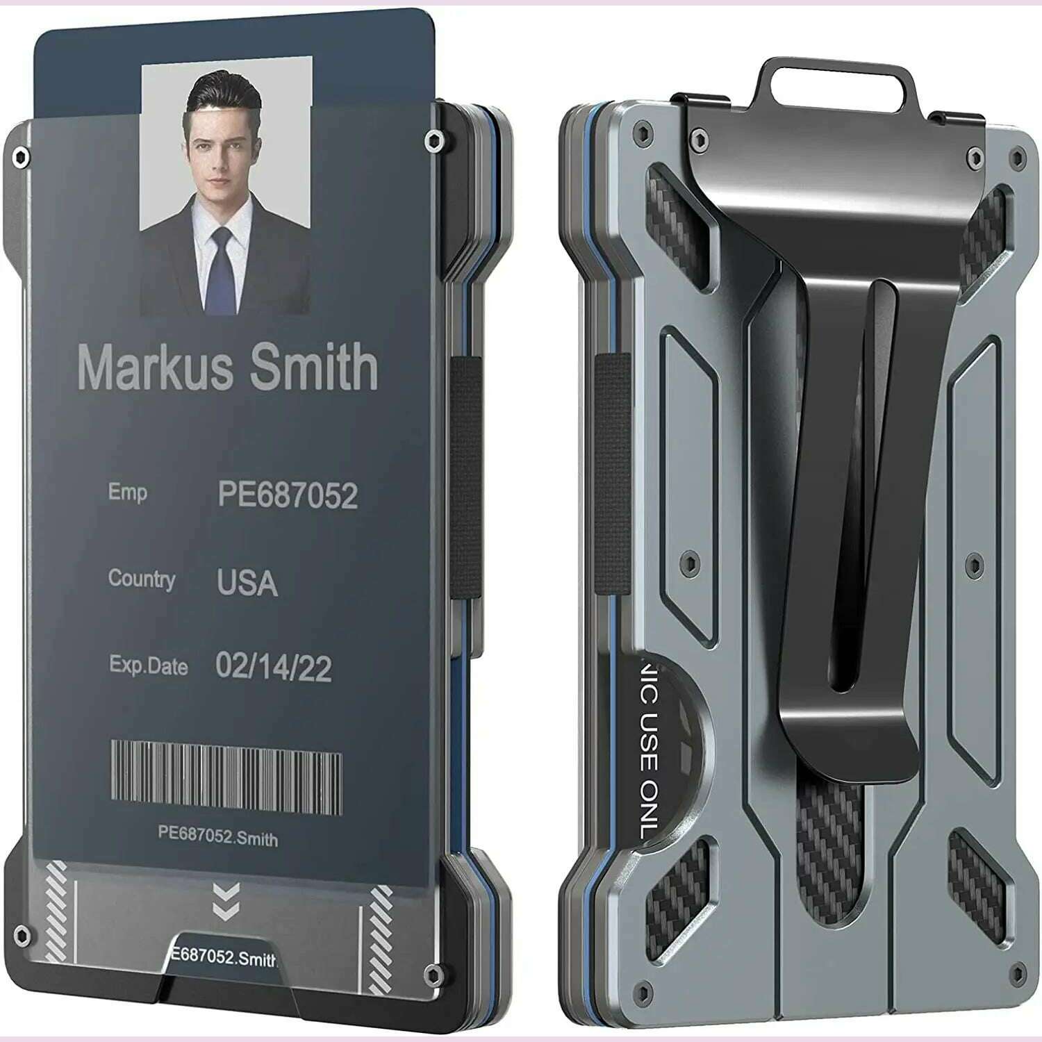 KIMLUD, Carbon Fiber EDC Wallets Transparent Credentials Holder Magsafe Men Wallet Aluminium Metal Male Purse Mini Smart Magic Wallet, KIMLUD Womens Clothes