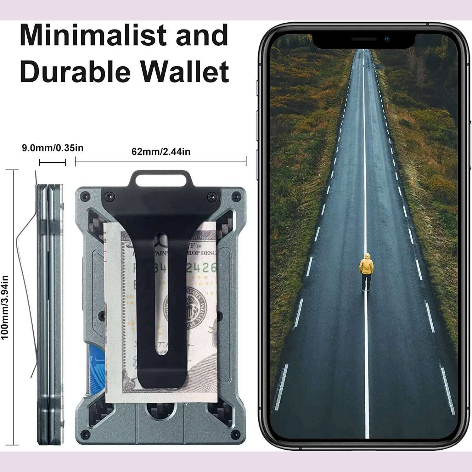 KIMLUD, Carbon Fiber EDC Wallets Transparent Credentials Holder Magsafe Men Wallet Aluminium Metal Male Purse Mini Smart Magic Wallet, KIMLUD Womens Clothes