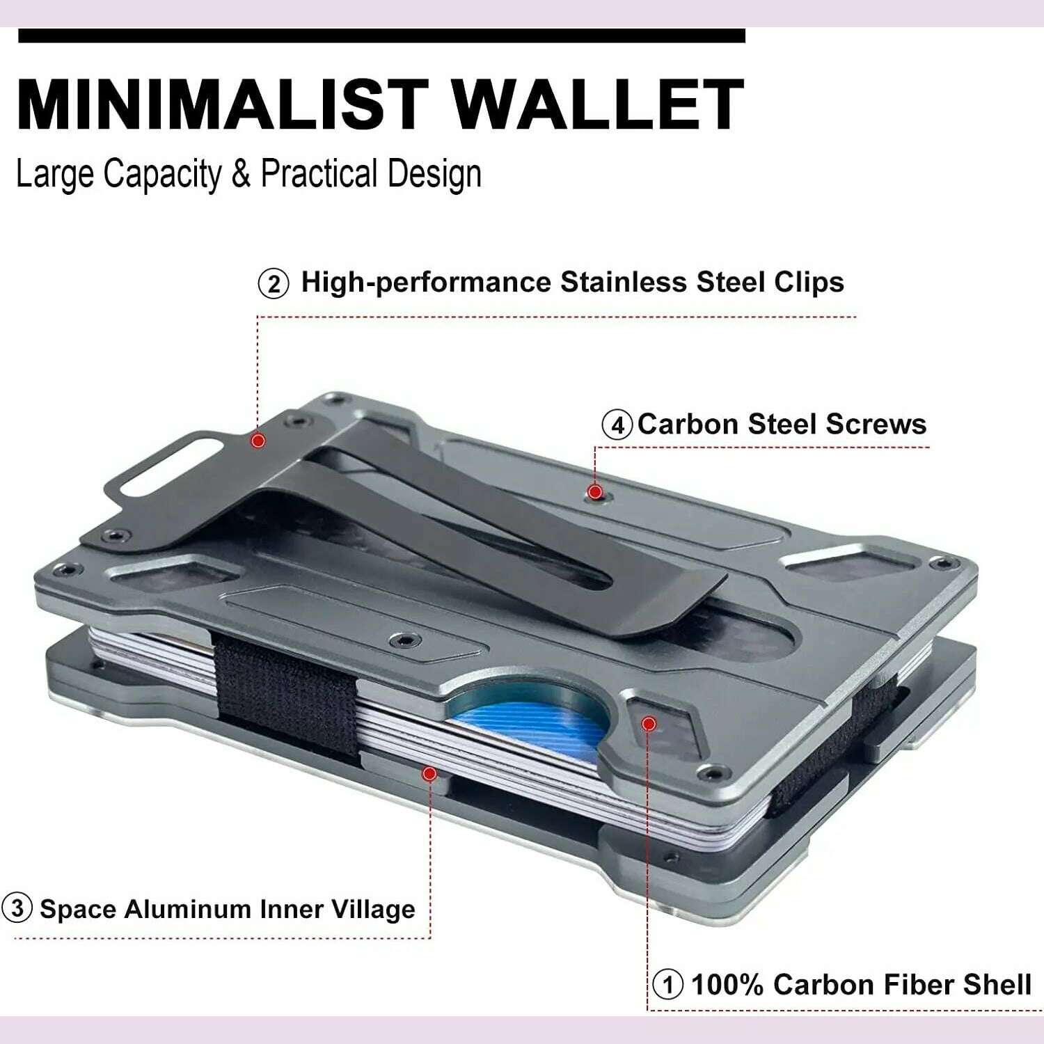 KIMLUD, Carbon Fiber EDC Wallets Transparent Credentials Holder Magsafe Men Wallet Aluminium Metal Male Purse Mini Smart Magic Wallet, KIMLUD Womens Clothes