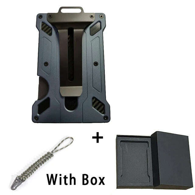 KIMLUD, Carbon Fiber EDC Wallets Transparent Credentials Holder Magsafe Men Wallet Aluminium Metal Male Purse Mini Smart Magic Wallet, 3pcs 1, KIMLUD APPAREL - Womens Clothes