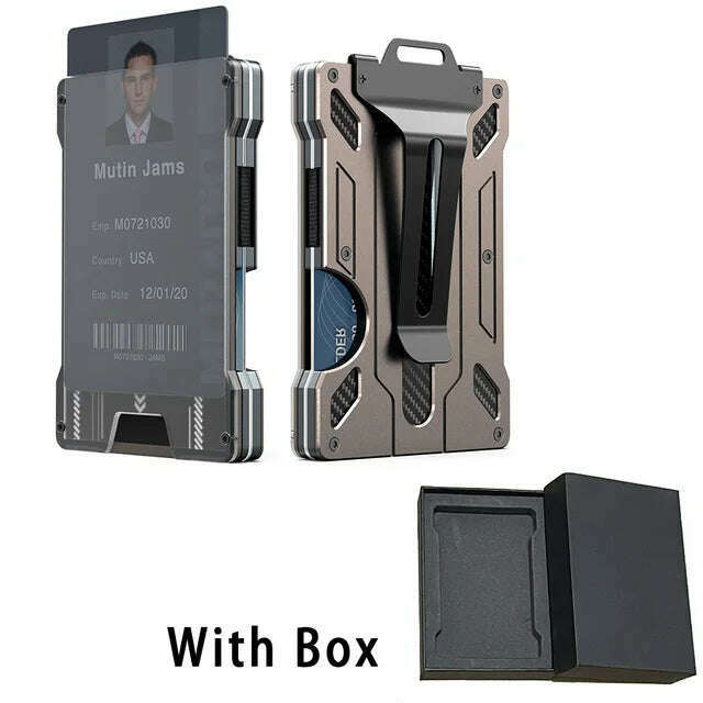 KIMLUD, Carbon Fiber EDC Wallets Transparent Credentials Holder Magsafe Men Wallet Aluminium Metal Male Purse Mini Smart Magic Wallet, 2pcs, KIMLUD APPAREL - Womens Clothes