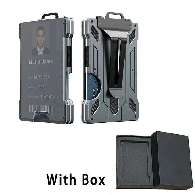 KIMLUD, Carbon Fiber EDC Wallets Transparent Credentials Holder Magsafe Men Wallet Aluminium Metal Male Purse Mini Smart Magic Wallet, 2pcs 2, KIMLUD APPAREL - Womens Clothes