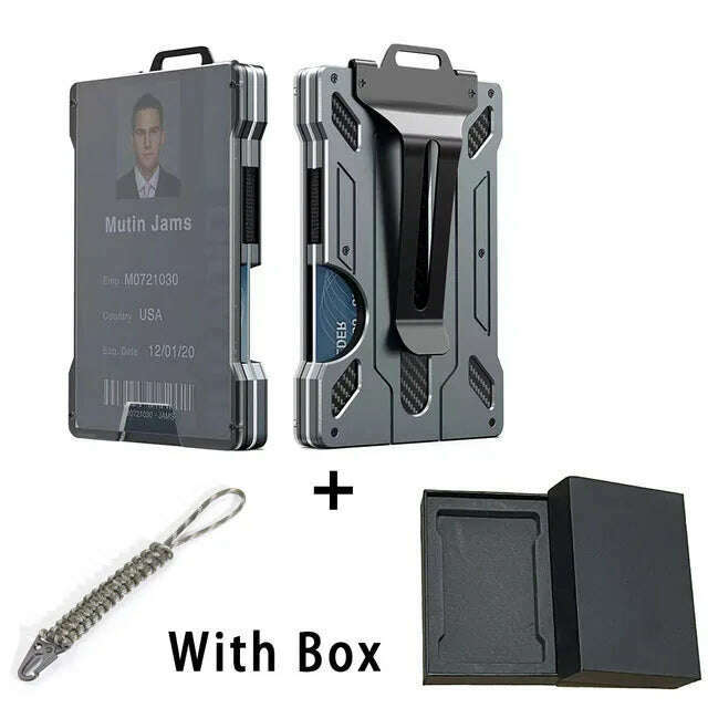 KIMLUD, Carbon Fiber EDC Wallets Transparent Credentials Holder Magsafe Men Wallet Aluminium Metal Male Purse Mini Smart Magic Wallet, 3pcs 5, KIMLUD APPAREL - Womens Clothes