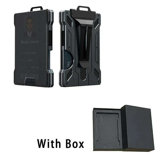 KIMLUD, Carbon Fiber EDC Wallets Transparent Credentials Holder Magsafe Men Wallet Aluminium Metal Male Purse Mini Smart Magic Wallet, 2pcs 3, KIMLUD APPAREL - Womens Clothes