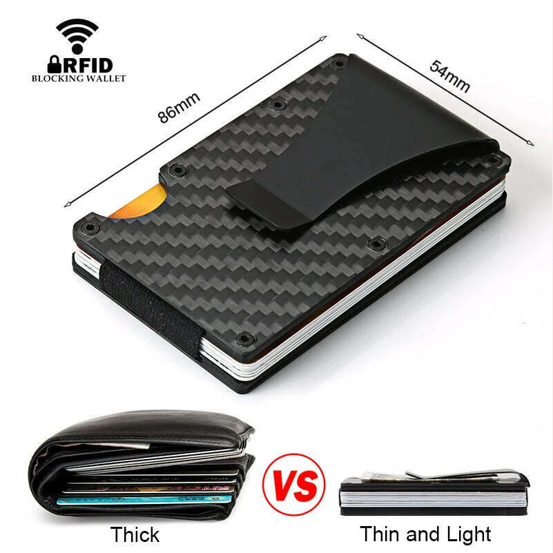 KIMLUD, Carbon Fiber Rfid Credit Card Holder Men Women Wallets Money Bags Slim Thin Mnimalist Wallet Red Purses Magic Mini Smart Wallet, KIMLUD Womens Clothes