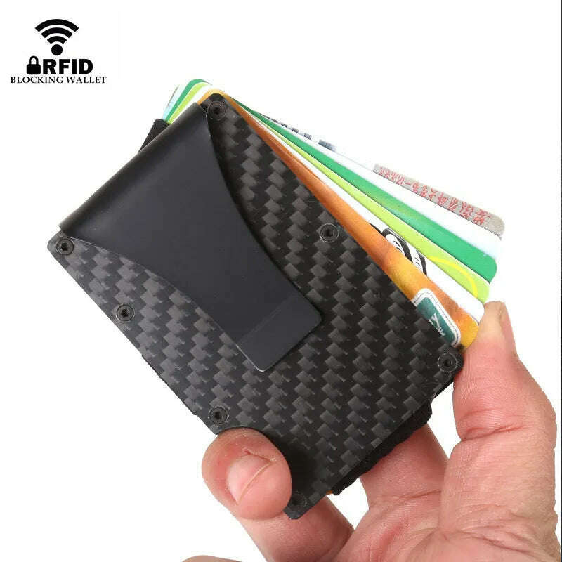 KIMLUD, Carbon Fiber Rfid Credit Card Holder Men Women Wallets Money Bags Slim Thin Mnimalist Wallet Red Purses Magic Mini Smart Wallet, KIMLUD Womens Clothes