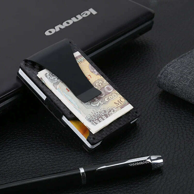 KIMLUD, Carbon Fiber Rfid Credit Card Holder Men Women Wallets Money Bags Slim Thin Mnimalist Wallet Red Purses Magic Mini Smart Wallet, KIMLUD Womens Clothes