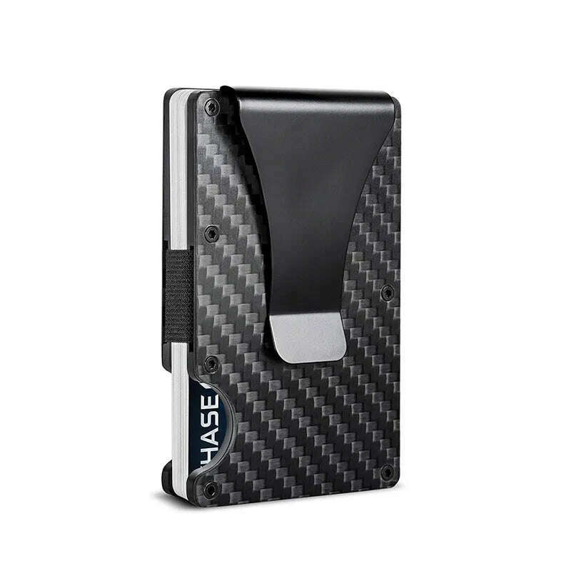 KIMLUD, Carbon Fiber Rfid Credit Card Holder Men Women Wallets Money Bags Slim Thin Mnimalist Wallet Red Purses Magic Mini Smart Wallet, Black 1, KIMLUD Womens Clothes