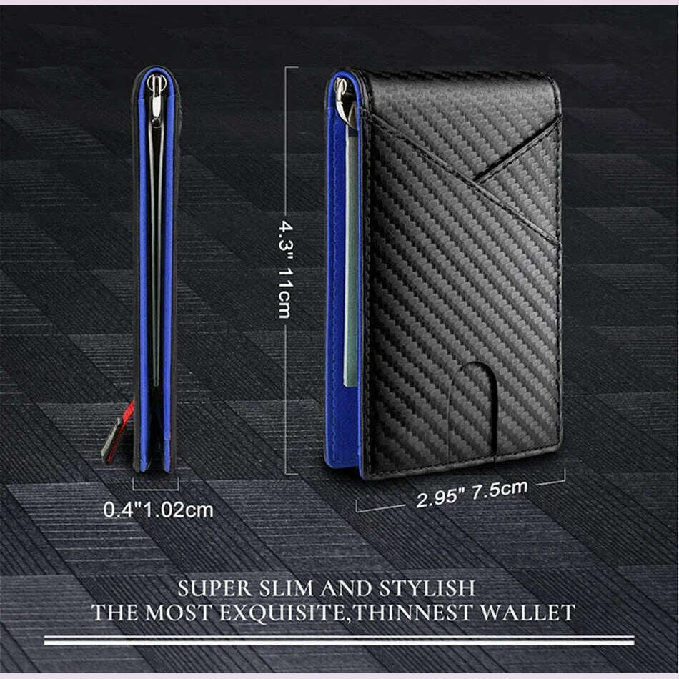 KIMLUD, Carbon Fiber Rfid Men Wallets Money Bag Slim Thin Card Man Wallet Luxury Male Small Short Purse Bi-fold Vallet Billfold, KIMLUD Womens Clothes