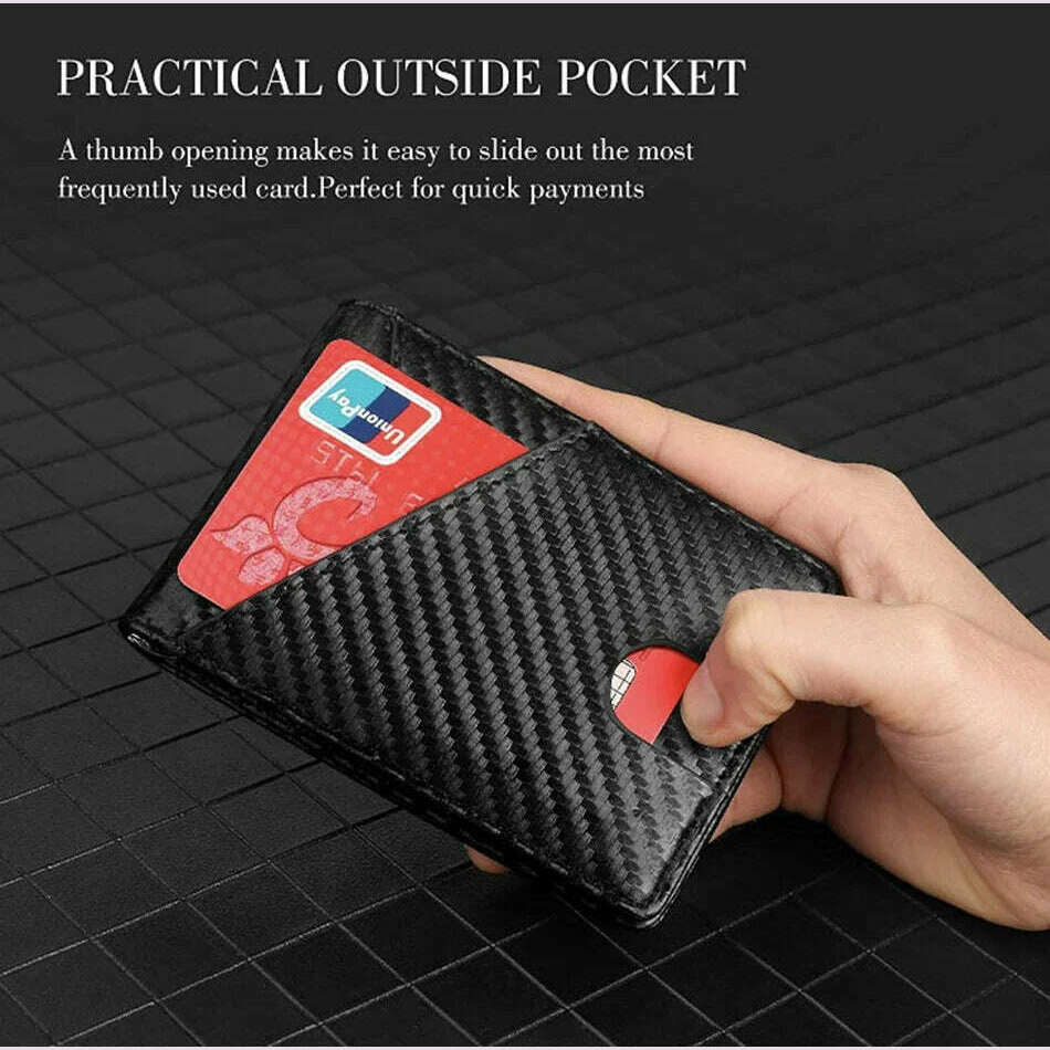 KIMLUD, Carbon Fiber Rfid Men Wallets Money Bag Slim Thin Card Man Wallet Luxury Male Small Short Purse Bi-fold Vallet Billfold, KIMLUD Womens Clothes