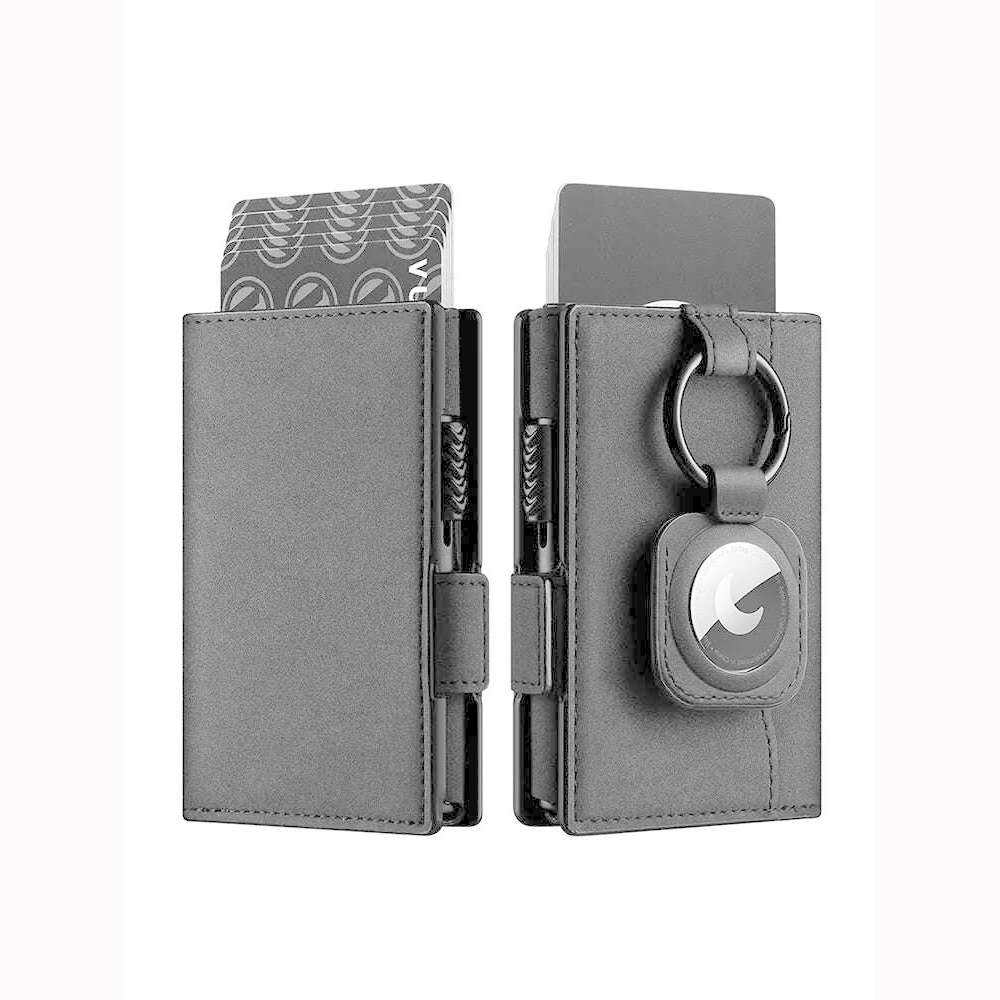 Card Holder Wallet with Airtag Holder Pop Up Leather Wallet RFID Blocking Magnetic Closure for Men - KIMLUD
