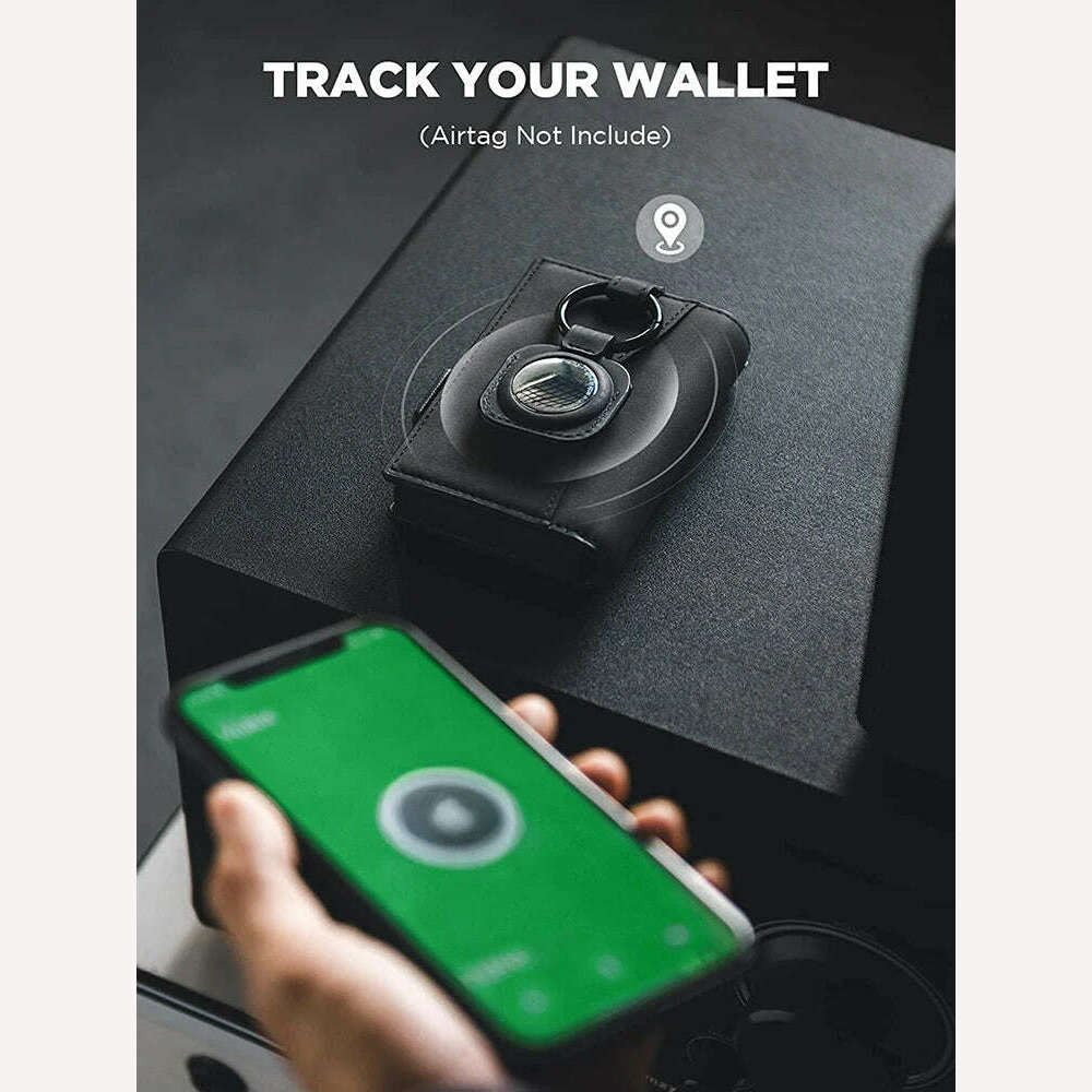 Card Holder Wallet with Airtag Holder Pop Up Leather Wallet RFID Blocking Magnetic Closure for Men - KIMLUD