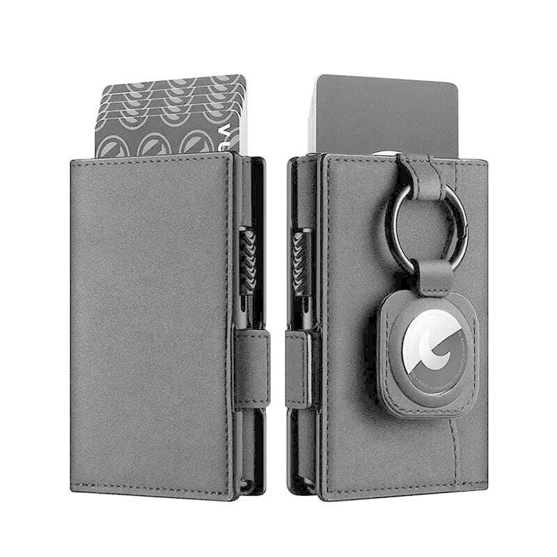 Card Holder Wallet with Airtag Holder Pop Up Leather Wallet RFID Blocking Magnetic Closure for Men - KIMLUD