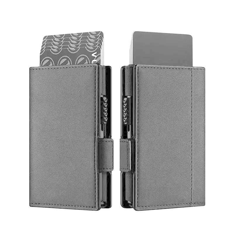 Card Holder Wallet with Airtag Holder Pop Up Leather Wallet RFID Blocking Magnetic Closure for Men - KIMLUD