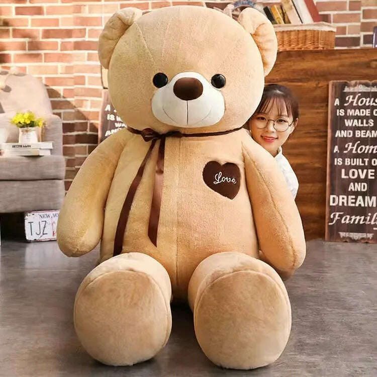 KIMLUD, Cartoon Bear Plush Toys Soft Stuffed Doll Animal Big Size Bear Plush Toy Dolls Valentine's Day Birthday Gifts for Girl Friend, light brown / about 120cm, KIMLUD Womens Clothes