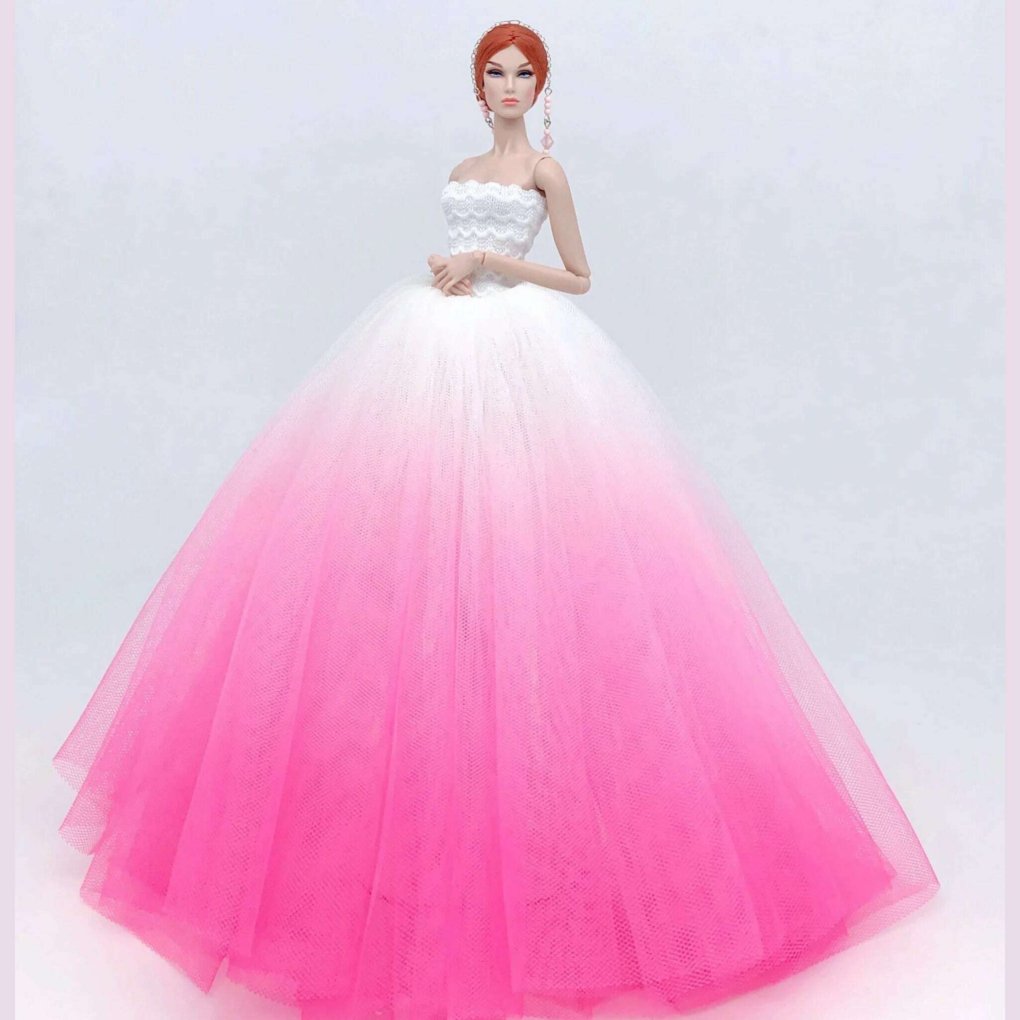 case for barbie doll clothes Princess dress trailing wedding bride marriage dress for barbie accessories toys house ornaments - KIMLUD