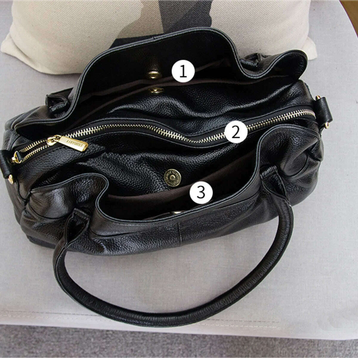 KIMLUD, Casual Black Genuine Leather Bag for Women First Layer Cow Leather Handbag 2023 New Fashion Ladies Tote or Shoulder Bags, KIMLUD Womens Clothes
