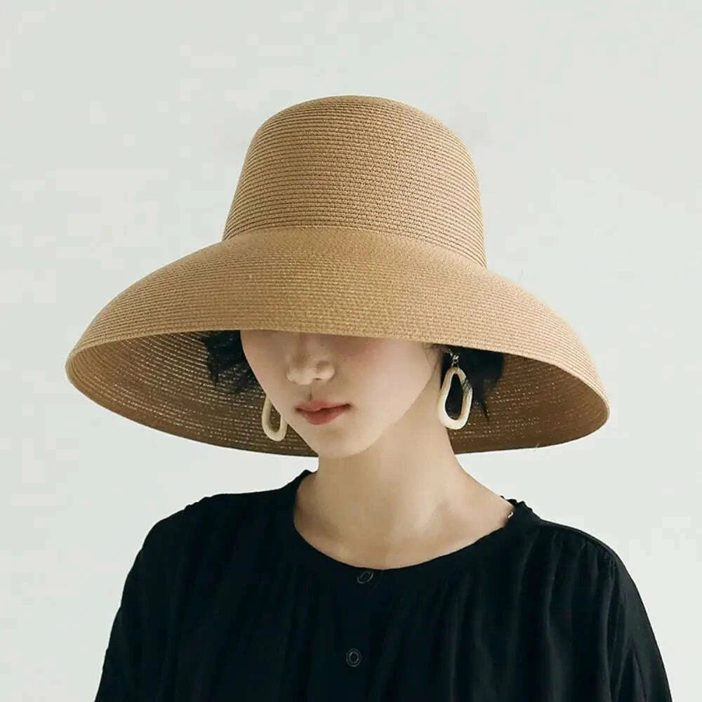 Casual Boho Straw Hat Wide Brim Visor Weave Hat Korean Style Breathable UV Protection Cap Girls