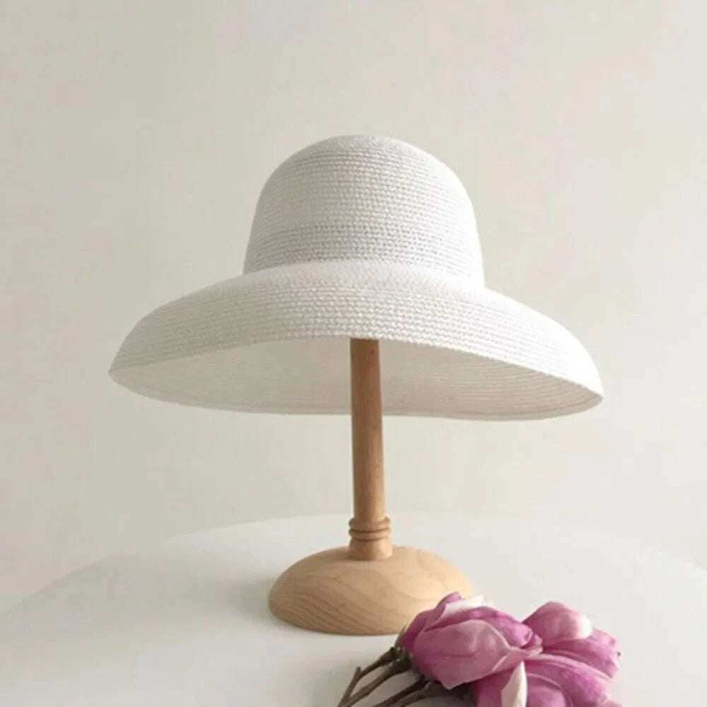 Casual Boho Straw Hat Wide Brim Visor Weave Hat Korean Style Breathable UV Protection Cap Girls