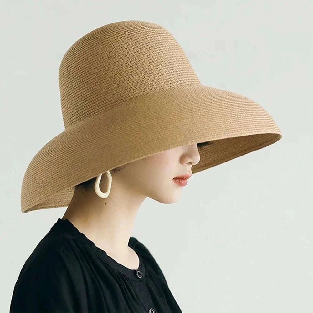 Casual Boho Straw Hat Wide Brim Visor Weave Hat Korean Style Breathable UV Protection Cap Girls