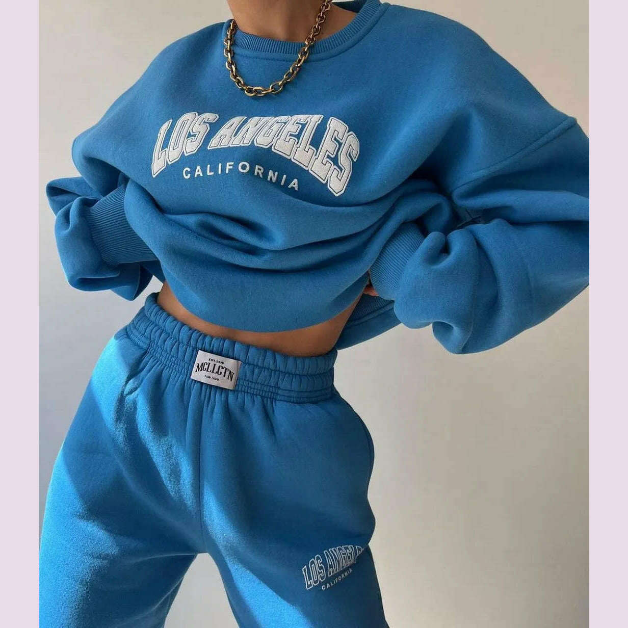 Casual Long Sleeve Hoodies Pants Set Office Lady Autumn Winter Print Sweatershirt Trousers Two Piece Set Women Outfit 2023 - KIMLUD